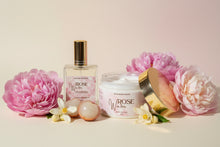 Load image into Gallery viewer, Rose, Water, and lychee bath and body products 
